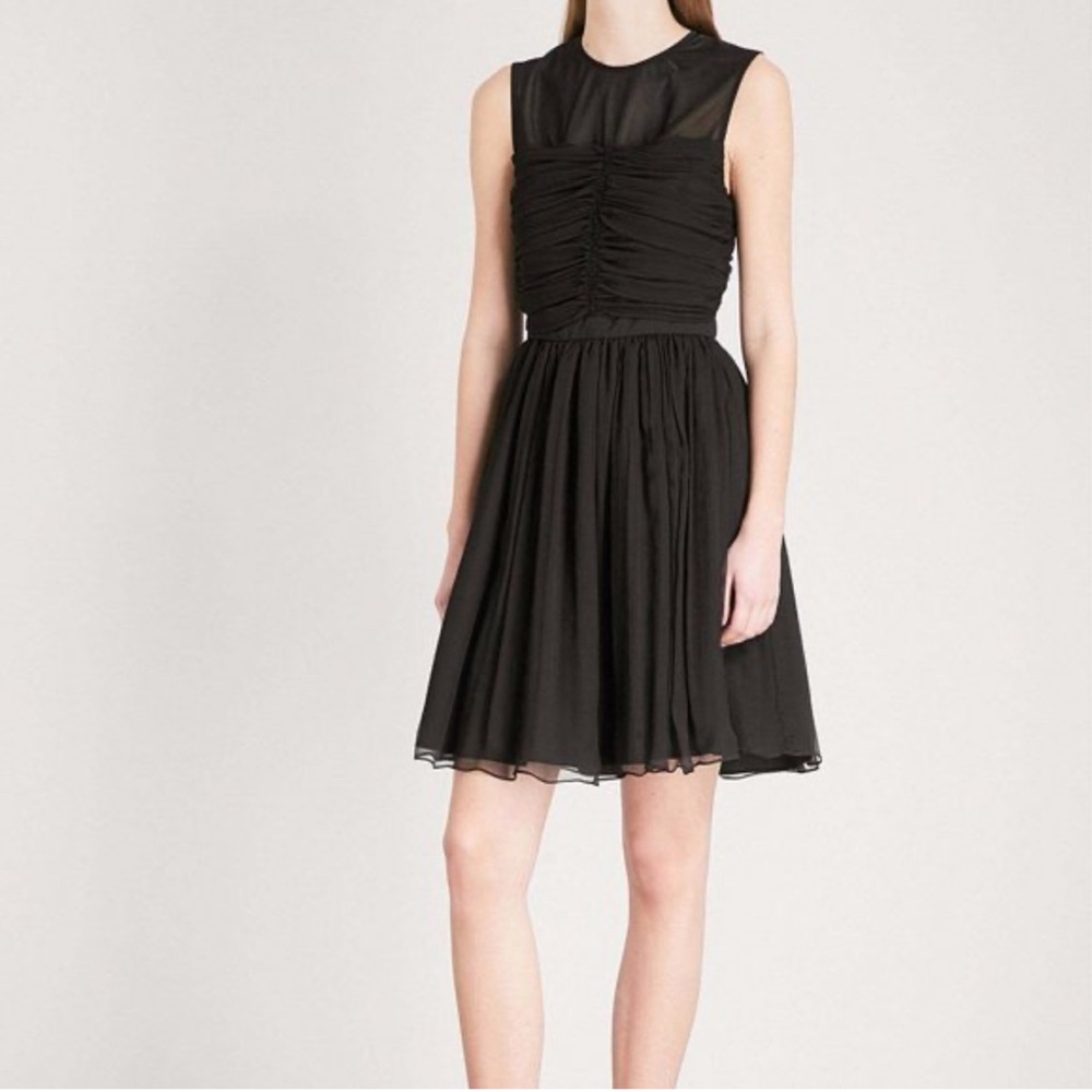 Sandro Ruffled Silk-Chiffon Mini Dress in Black - Picture 2 of 11